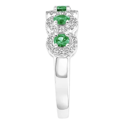 Emerald & 1/3 Ct. Tw. Diamond Ring In 14K White Gold