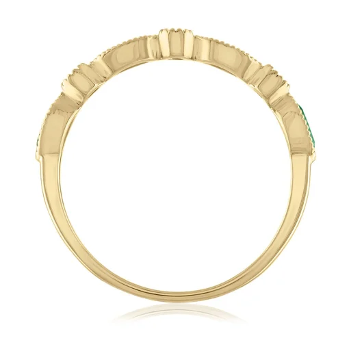 Emerald & Diamond Accent Ring In 14K Yellow Gold