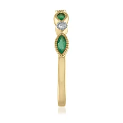 Emerald & Diamond Accent Ring In 14K Yellow Gold