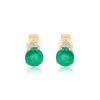 Emerald And Diamond Accent Stud Earrings In 10K Yellow Gold