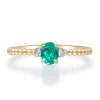 Emerald And Diamond Accent Stack Ring In 10K Yellow Gold