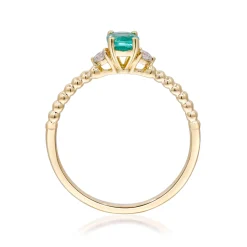 Emerald And Diamond Accent Stack Ring In 10K Yellow Gold