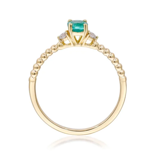 Emerald And Diamond Accent Stack Ring In 10K Yellow Gold