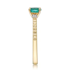 Emerald And Diamond Accent Stack Ring In 10K Yellow Gold