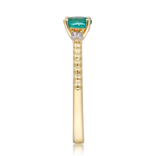 Emerald And Diamond Accent Stack Ring In 10K Yellow Gold