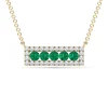 Emerald And Diamond Bar Pendant In 14K Yellow Gold (1/7 Ct. Tw.)