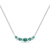 Emerald And Diamond Necklace In 10K White Gold