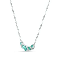 Emerald And Diamond Necklace In 10K White Gold