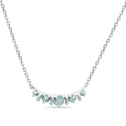 Emerald And Diamond Necklace In 10K White Gold