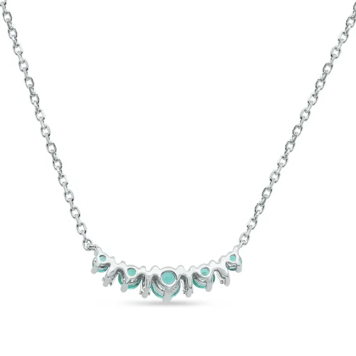 Emerald And Diamond Necklace In 10K White Gold