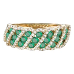 Emerald And Diamond Ring In 10K Yellow Gold (3/8 Ct. Tw.)