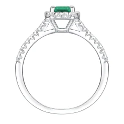 Emerald And Diamond Ring In 10K White Gold (1/3 Ct. Tw.)