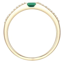 Emerald And Diamond Stacking Ring In 10K Yellow Gold (1/5 Ct. Tw.)