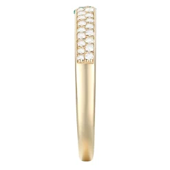 Emerald And Diamond Stacking Ring In 10K Yellow Gold (1/5 Ct. Tw.)