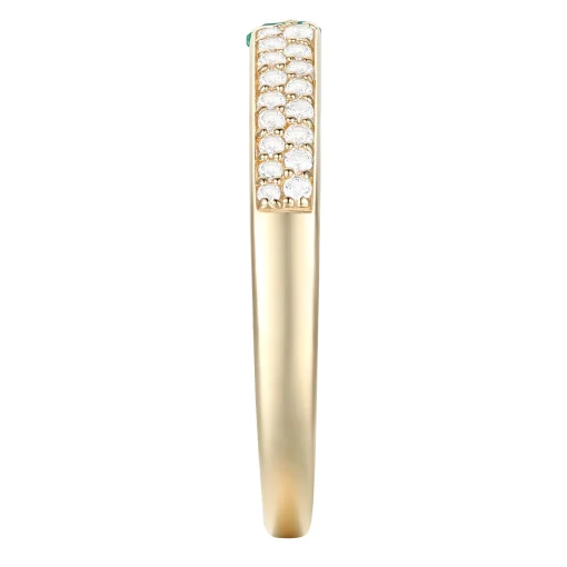 Emerald And Diamond Stacking Ring In 10K Yellow Gold (1/5 Ct. Tw.)