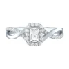 Emerald Cut Lab Created White Sapphire Promise Ring In Sterling Silver
