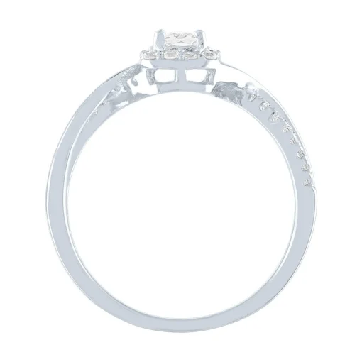 Emerald Cut Lab Created White Sapphire Promise Ring In Sterling Silver