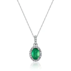Emerald Diamond Pendant In 14K White Gold (1/10 Ct. Tw.)