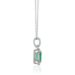 Emerald Diamond Pendant In 14K White Gold (1/10 Ct. Tw.)