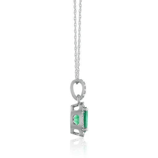 Emerald Diamond Pendant In 14K White Gold (1/10 Ct. Tw.)
