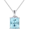 Emerald-Cut Blue & White Topaz Pendant In Sterling Silver