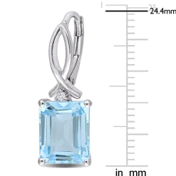 Emerald-Cut Blue & White Topaz Drop Earring In Sterling Silver
