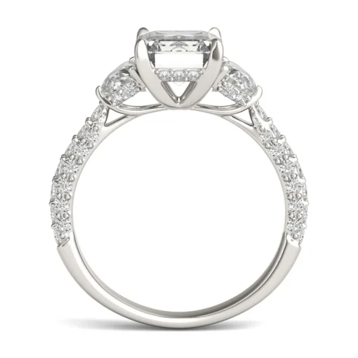 Emerald-Cut Lab Created Moissanite Engagement Ring In 14K White Gold