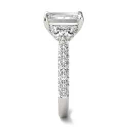 Emerald-Cut Lab Created Moissanite Engagement Ring In 14K White Gold