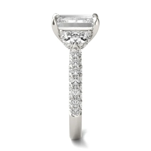 Emerald-Cut Lab Created Moissanite Engagement Ring In 14K White Gold