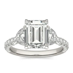Emerald-Cut Lab Created Moissanite Engagement Ring In 14K White Gold
