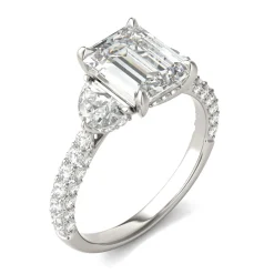 Emerald-Cut Lab Created Moissanite Engagement Ring In 14K White Gold