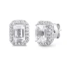 Emerald-Cut Lab Created White Sapphire Halo Earrings In Sterling Silver
