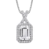 Emerald-Cut Lab Created White Sapphire Halo Pendant In Sterling Silver