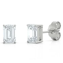 Emerald-Cut Lab Grown Diamond Stud Earrings