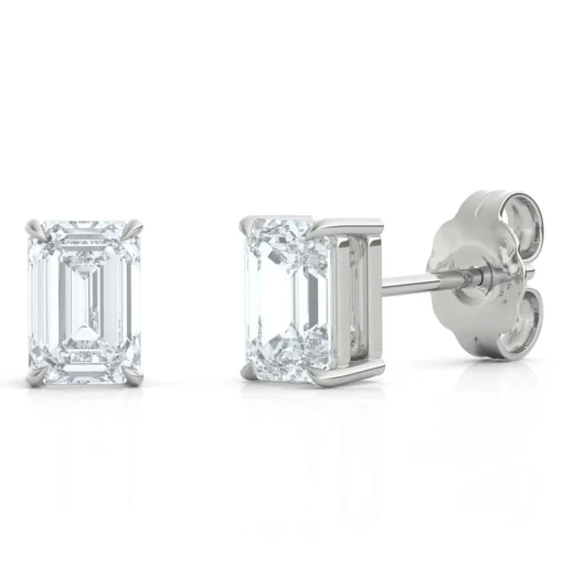 Emerald-Cut Lab Grown Diamond Stud Earrings