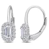 Emerald-Cut Moissanite Earrings With Lever Backs In Sterling Silver