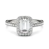 Emerald-Cut Moissanite Halo Ring In 14K White Gold (1 1/4 Ct. Tw.)