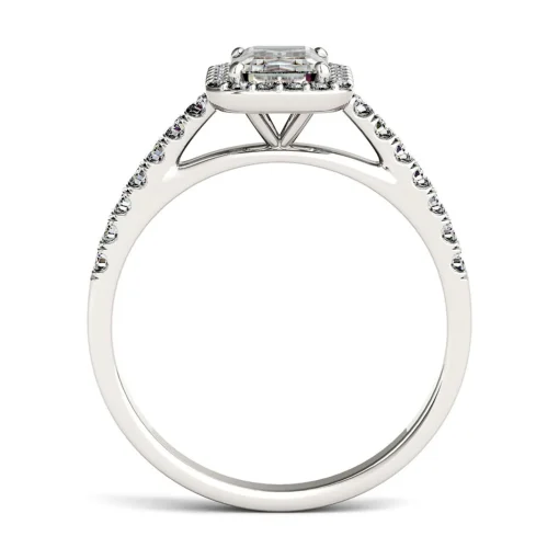 Emerald-Cut Moissanite Halo Ring In 14K White Gold (1 1/4 Ct. Tw.)
