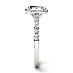 Emerald-Cut Moissanite Halo Ring In 14K White Gold (1 1/4 Ct. Tw.)