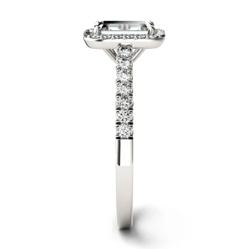 Emerald-Cut Moissanite Halo Ring In 14K White Gold (1 1/4 Ct. Tw.)