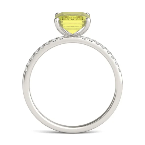 Emerald-Cut Yellow Moissanite Ring In 14K White Gold
