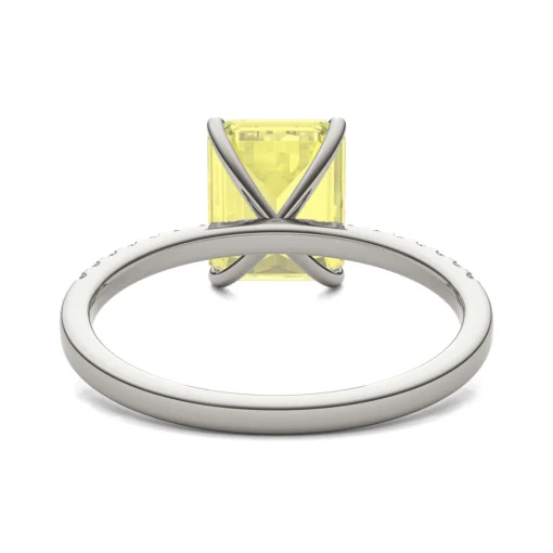 Emerald-Cut Yellow Moissanite Ring In 14K White Gold