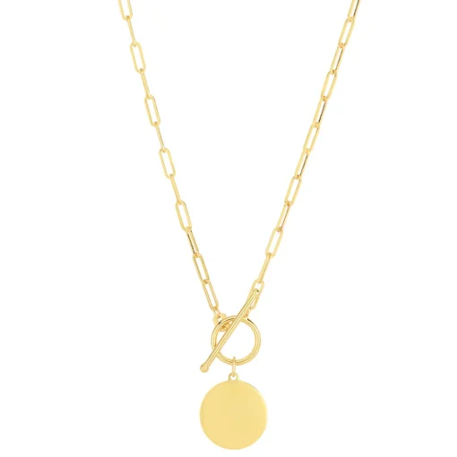 Engravable Circle Disc Pendant In 14K Yellow Gold