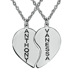 Engravable Heart Pendants In Sterling Silver