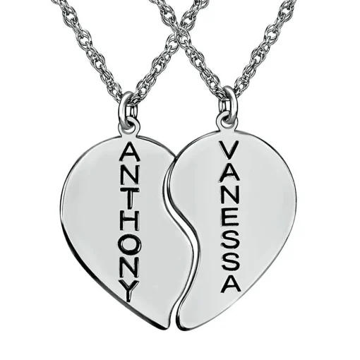Engravable Heart Pendants In Sterling Silver