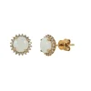 Ethiopian Opal & 1/5 Ct. Tw. Diamond Stud Earrings In 10K Yellow Gold