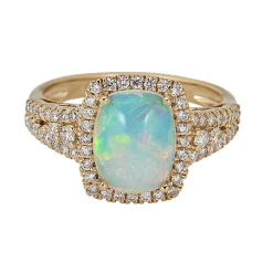 Ethiopian Opal & 1/2 Ct. Tw. Diamond Ring In 14K Yellow Gold