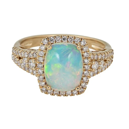 Ethiopian Opal & 1/2 Ct. Tw. Diamond Ring In 14K Yellow Gold