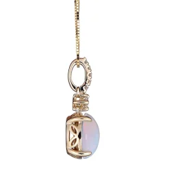 Ethiopian Opal & 1/10 Ct. Tw. Diamond Pendant In 10K Yellow Gold