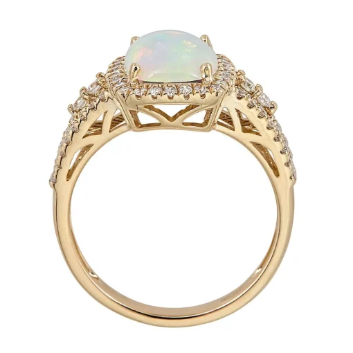 Ethiopian Opal & 1/2 Ct. Tw. Diamond Ring In 14K Yellow Gold